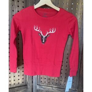 Leveret Kids Cotton Red Reindeer Pajama Top Size 10 Years NWT